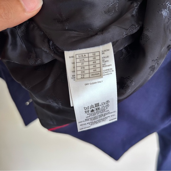 BROOKS BROTHERS Navy Double Breasted Twill Coat 12 - Picture 7 of 7